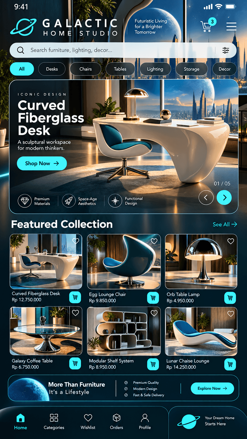 MCM Retro-Futuristic Mobile UI Design