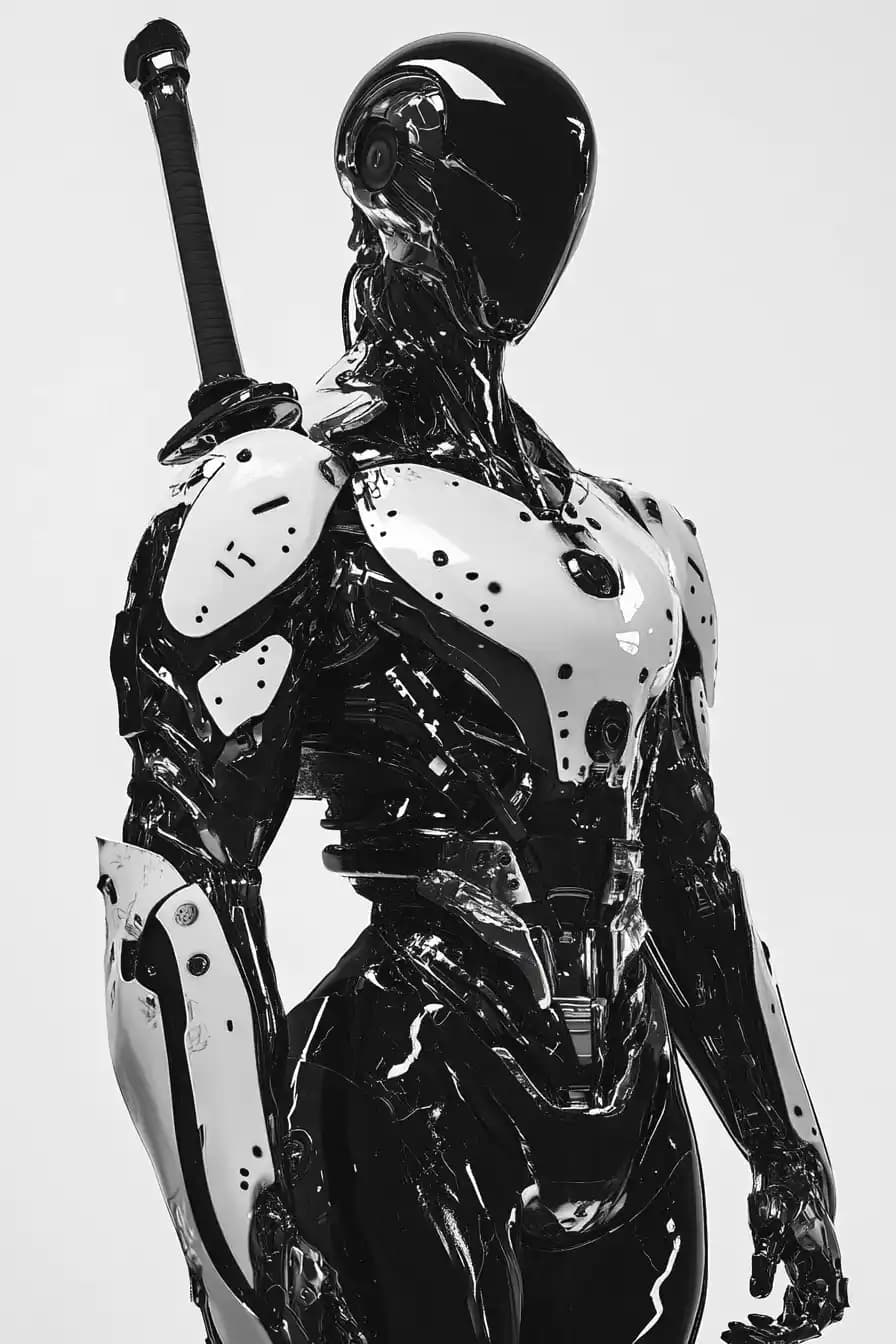 Cyborg in Metallic Armor