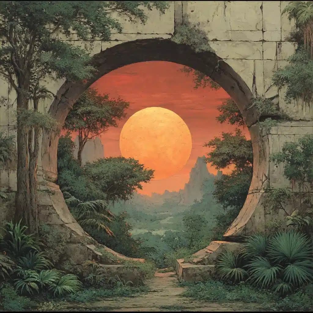 Giger Jungle Sunset Painting