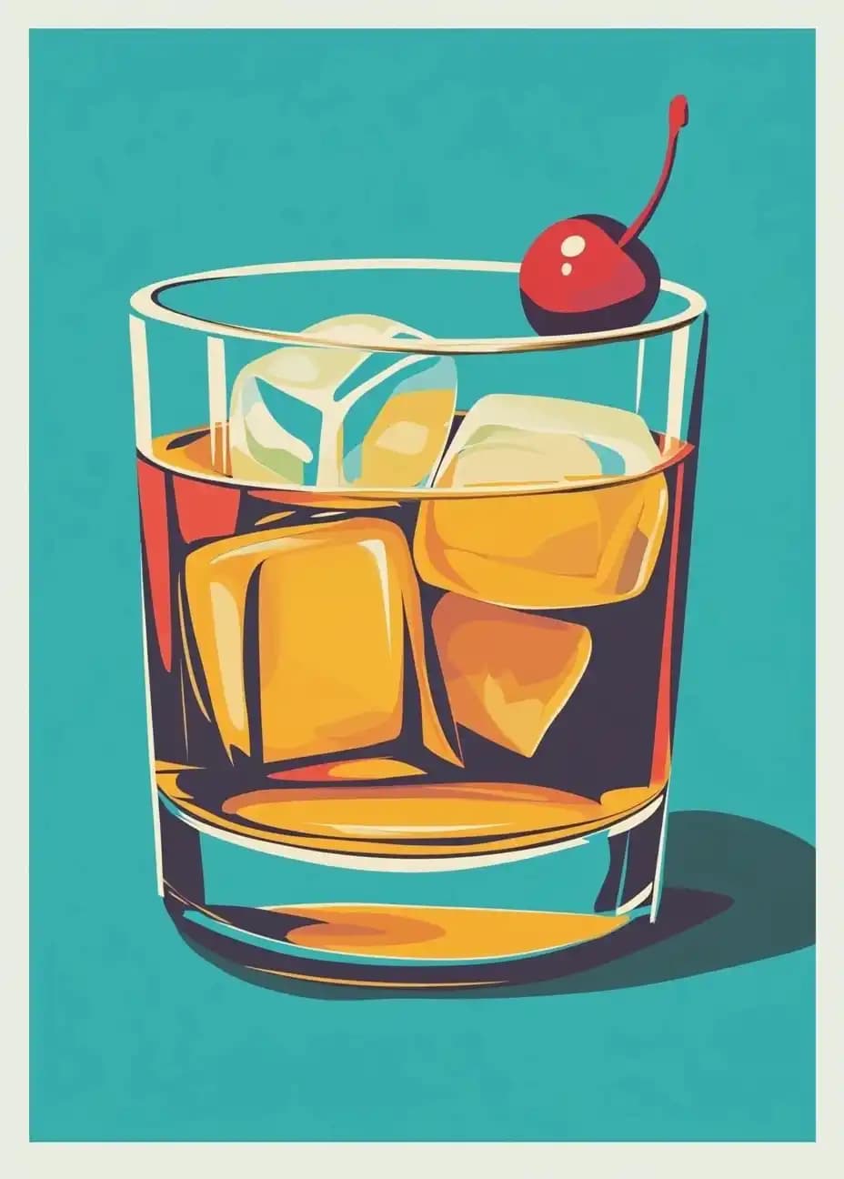 Old Fashioned Cocktail Illustration