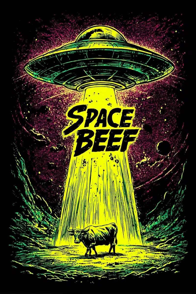 Retro Sci-Fi Cow Abduction