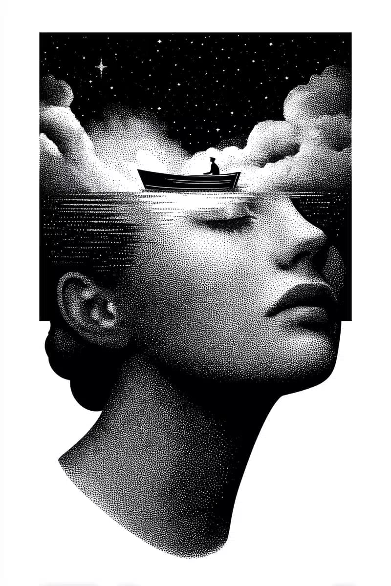 Surreal Ink Dreamscape Face