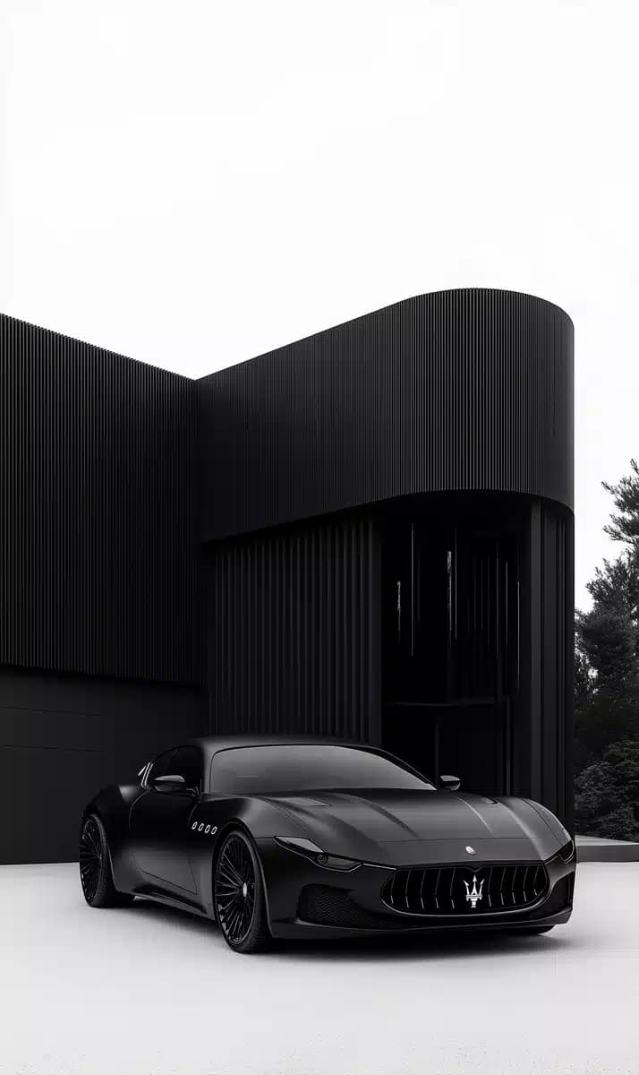 Ultra-Realistic Black Luxury Architecture