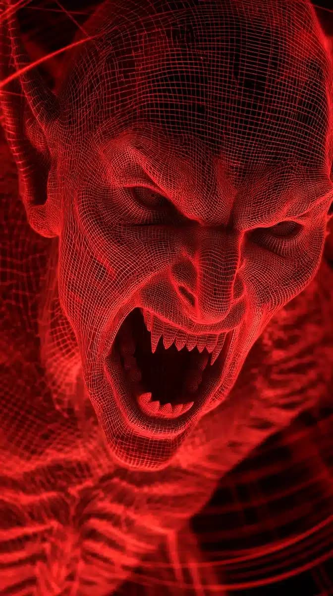 Wireframe Vampire in Red Light
