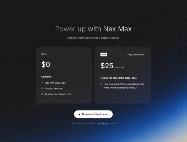 Nex Max Upgrade