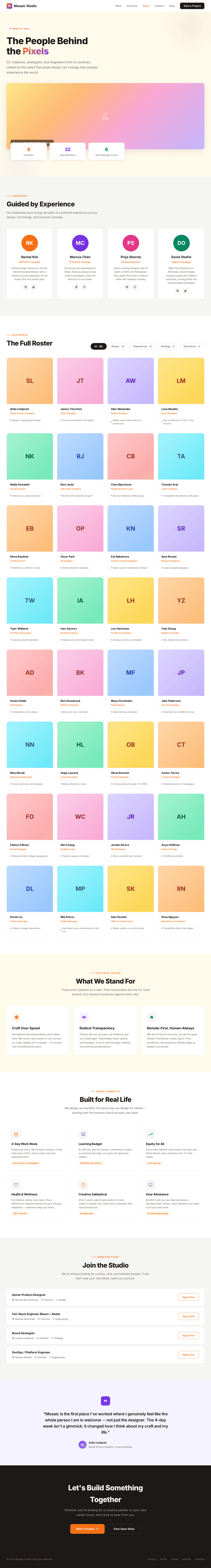 Creative Agency Team Showcase Page