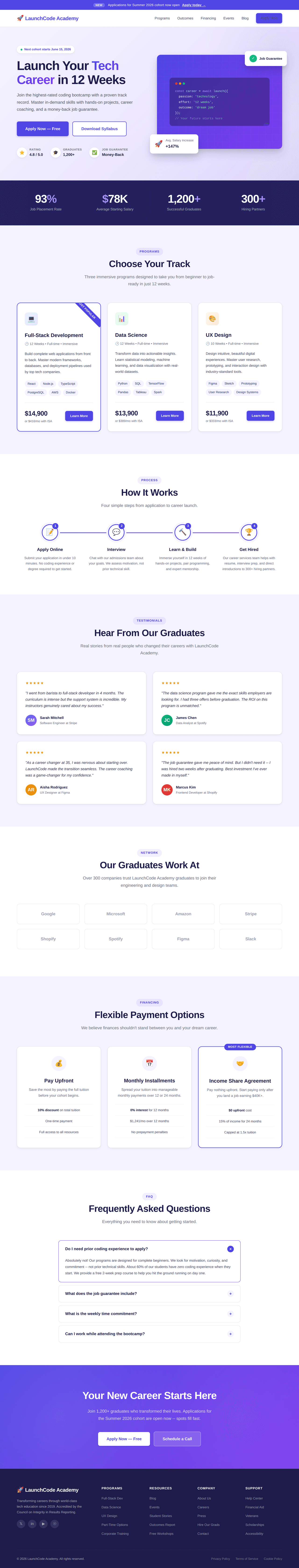 Coding Bootcamp Homepage