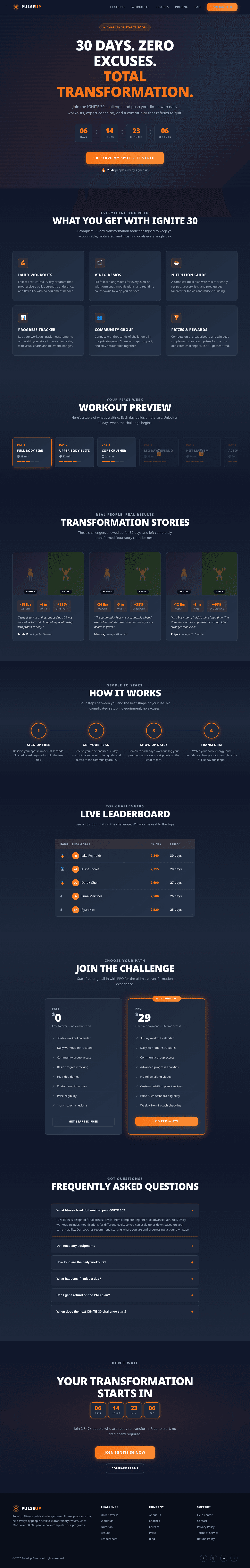 30-Day Fitness Challenge Landing Page