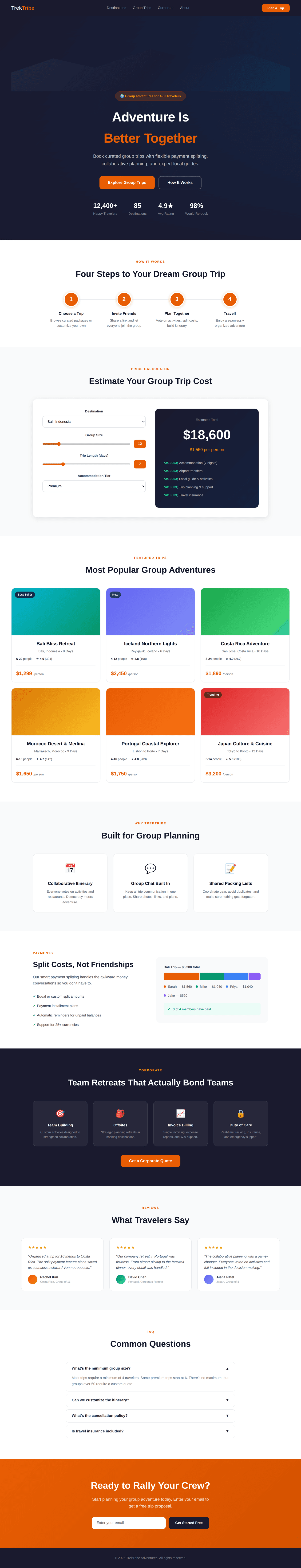 Group Travel Booking Page