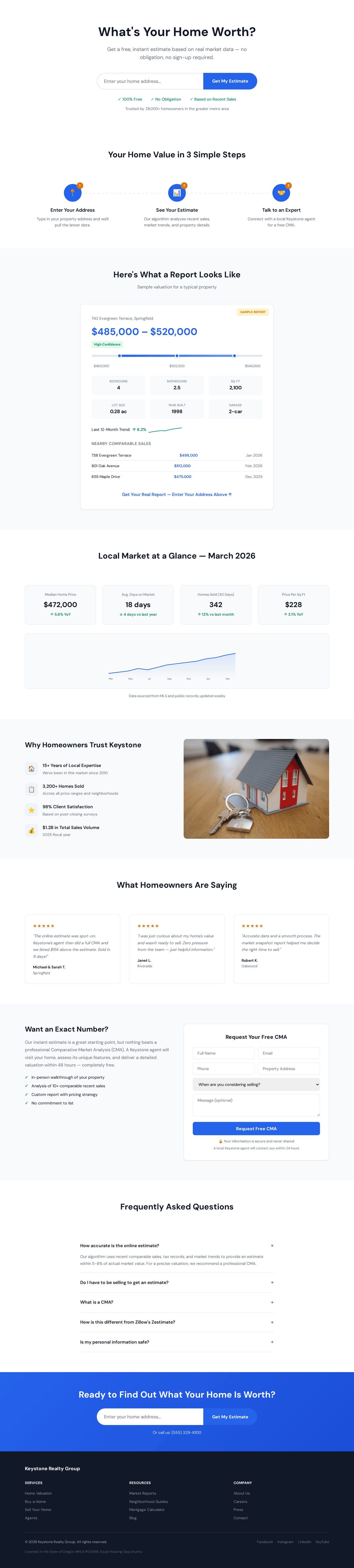 Home Valuation Landing Page
