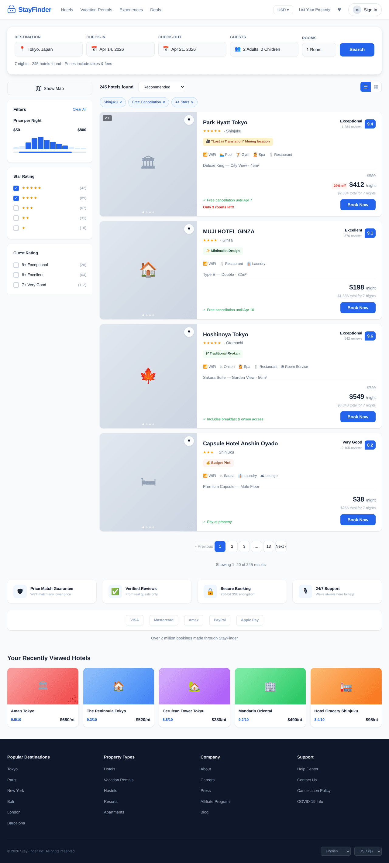 Hotel Booking Page