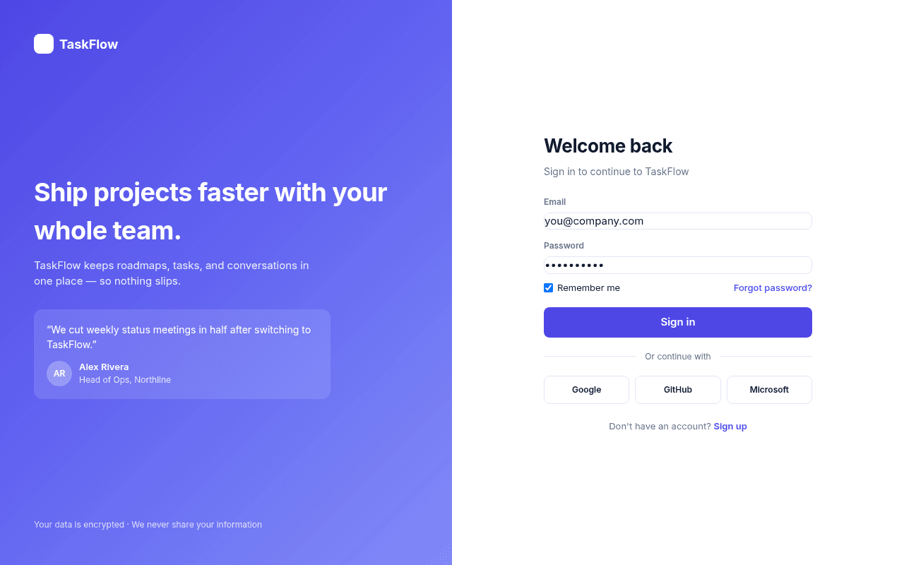 SaaS Login & Signup Pages