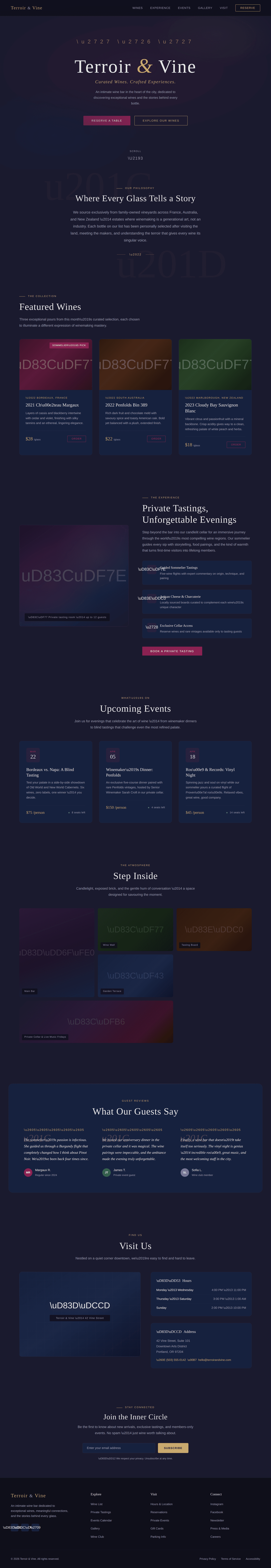Wine Bar Landing Page