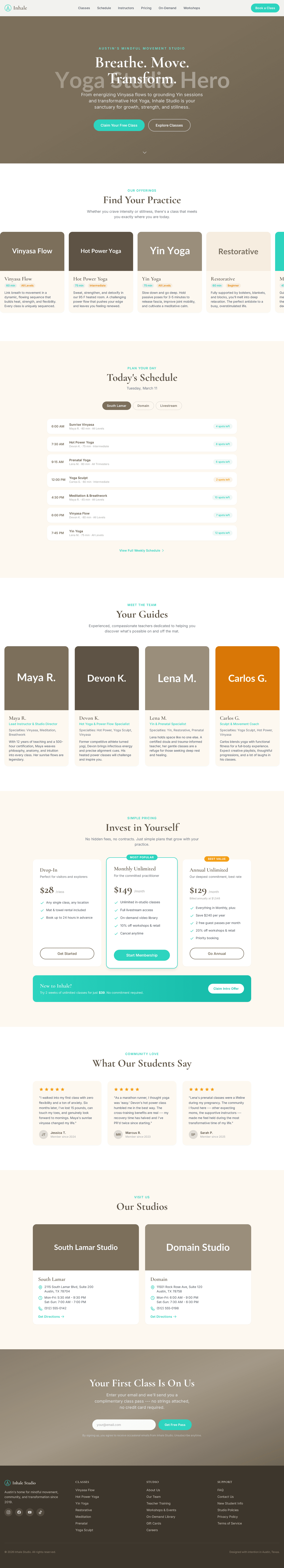 Yoga Studio Homepage