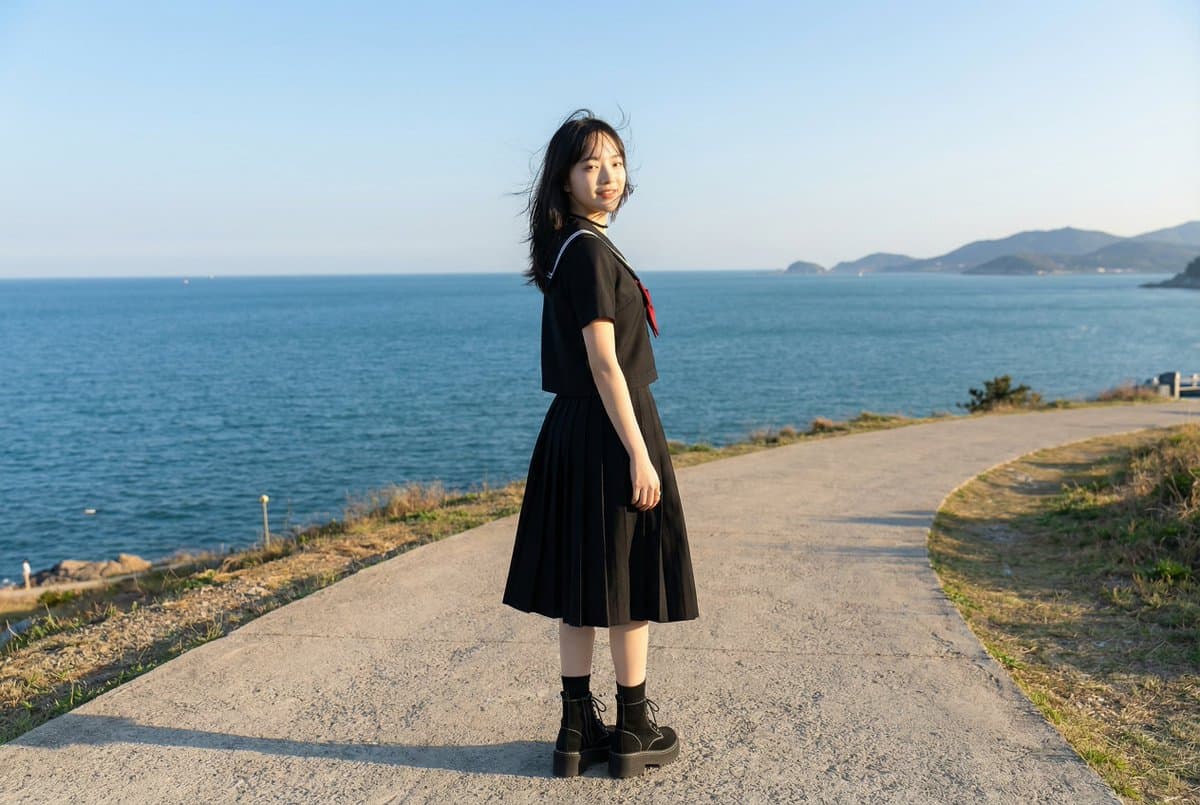 Girl in Sailor Uniform at Various Scenic Locations