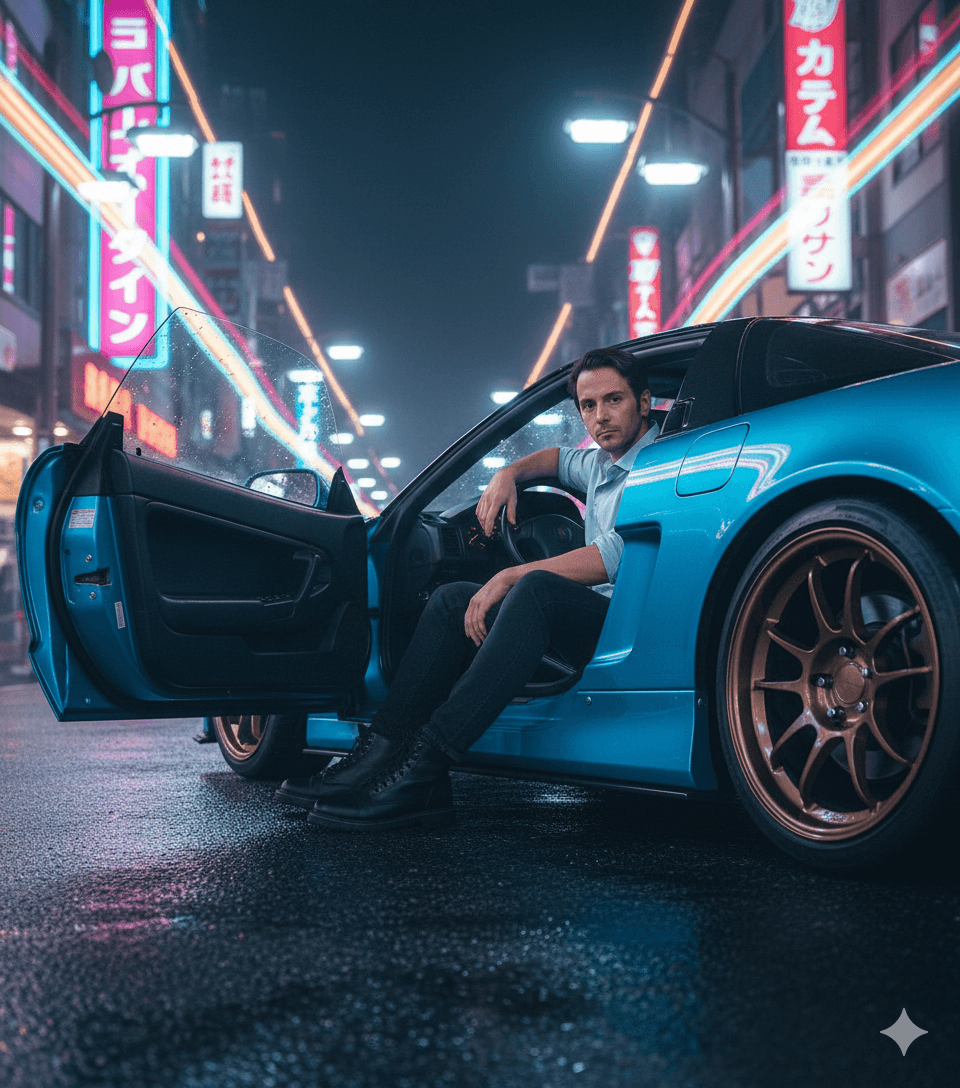 JDM Honda NSX on Neon Tokyo Street