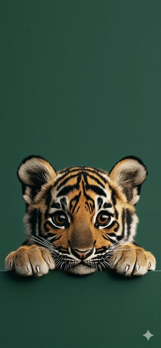 Baby Tiger Cub Portrait with Intense Gaze