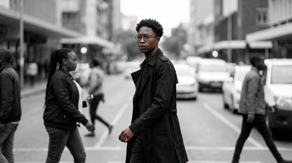 Hyperrealistic Cinematic Street Portrait of a Young Man