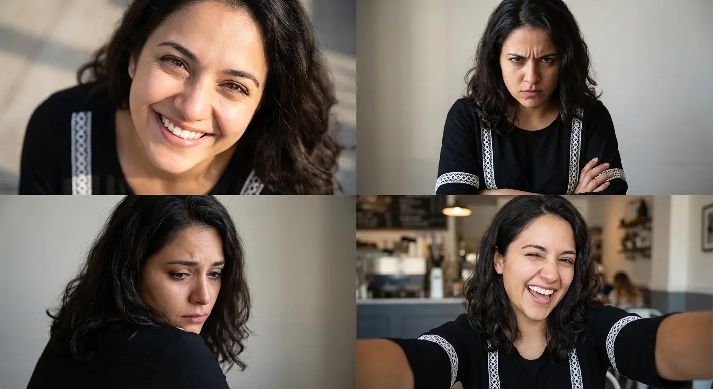 Four-Panel Emotional Portrait