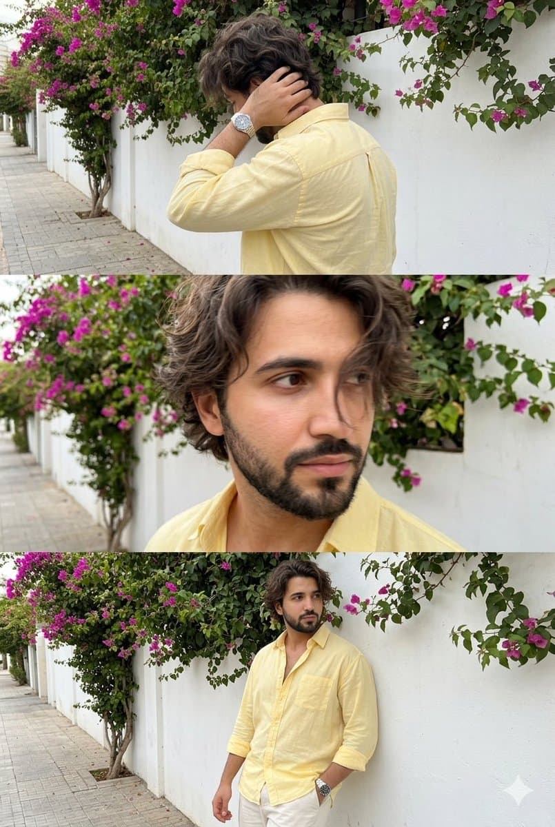 Triple Frame Burst Photo of Man on Sidewalk