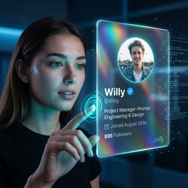 Futuristic Holographic Social Media Profile Card