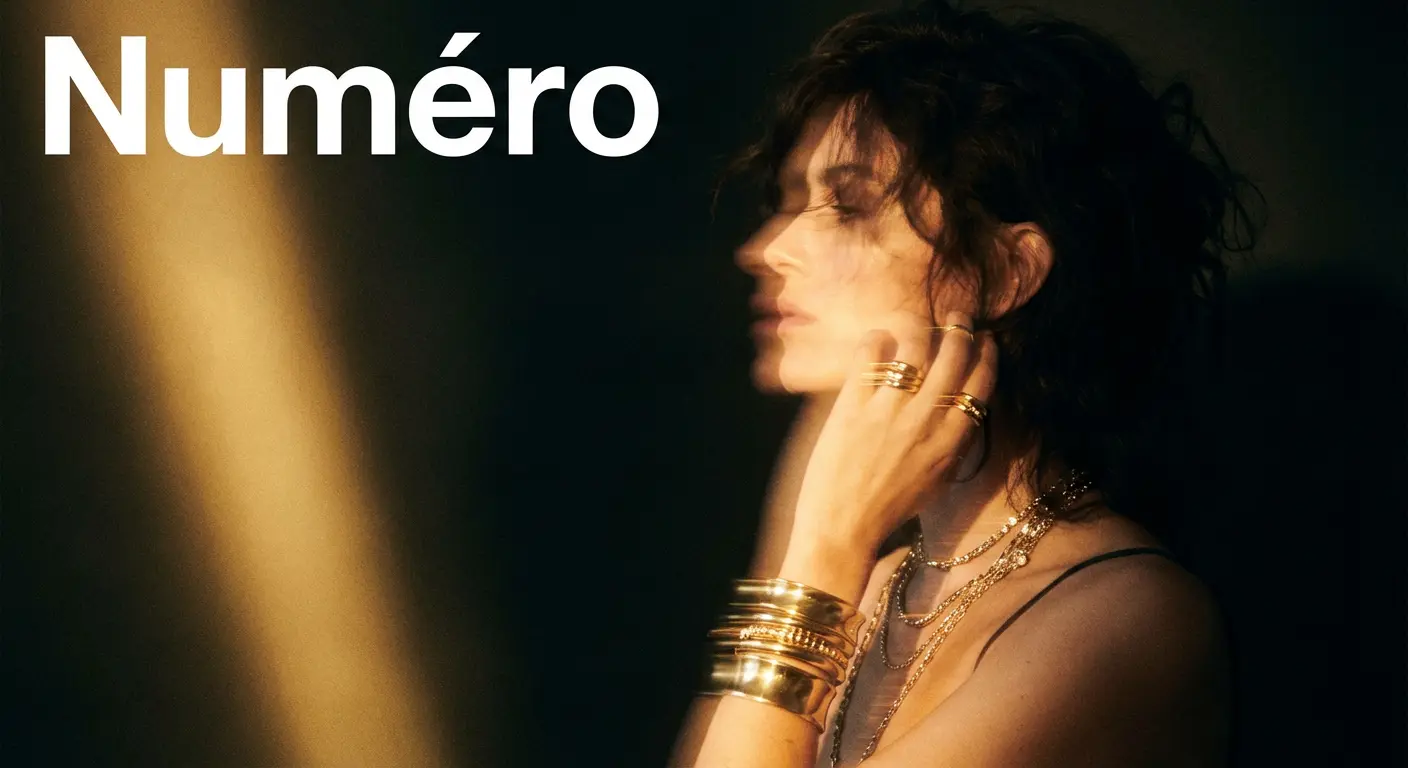 High-Fashion Editorial with Gold Jewelry and Motion Blur