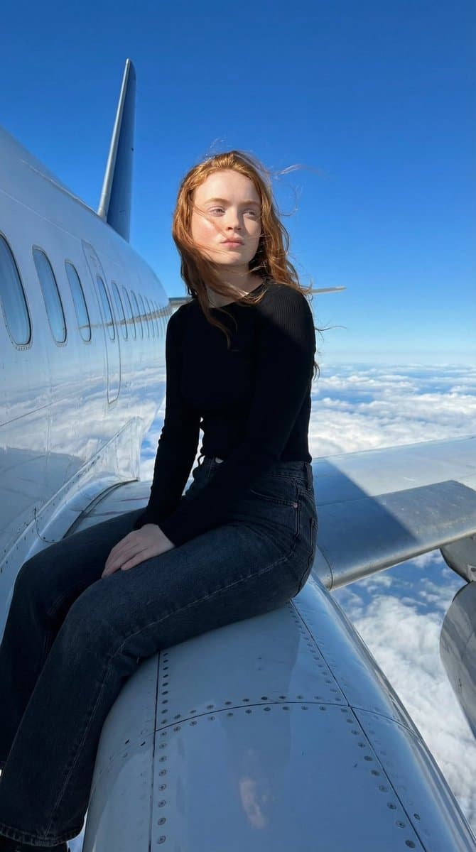 Sabrina Carpenter on a Flying Airplane