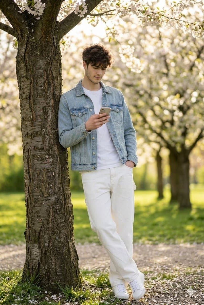 Photorealistic Portrait of a Young Man in a Park