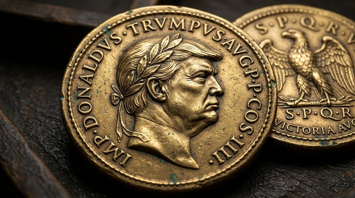 Hyperrealistic Ancient Roman Coin Close-up