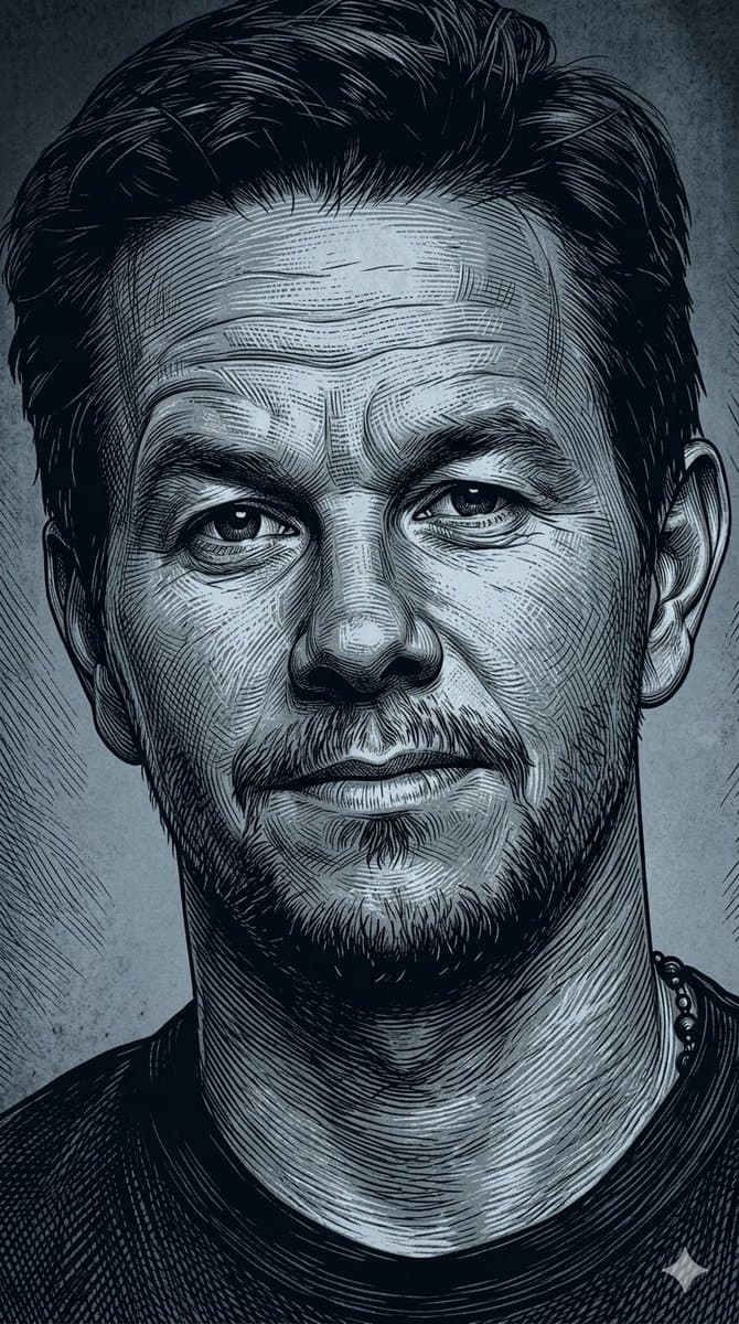 Dark Monochrome Engraving Portrait with Fur Texture