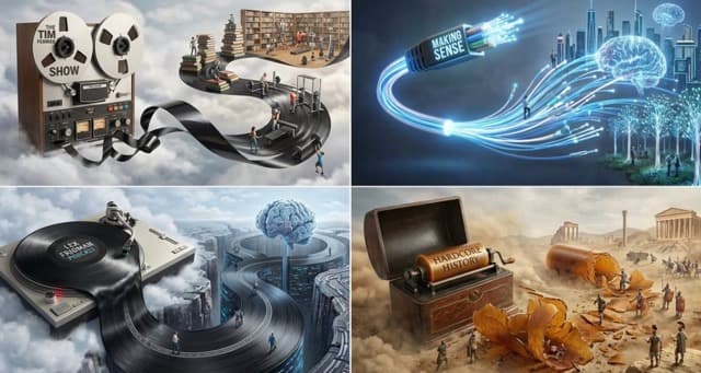 Surreal Podcast Landscapes from Recording Media