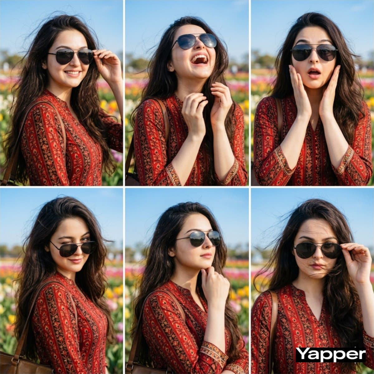Woman's Portrait Collage with Various Expressions