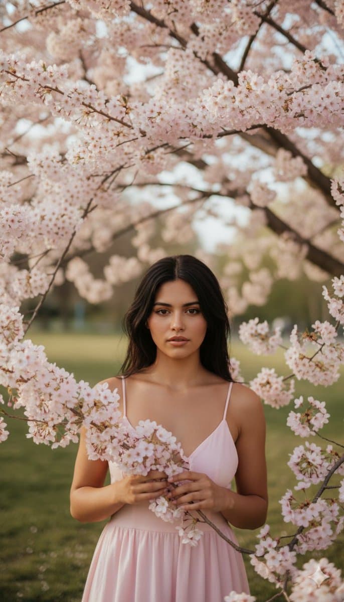 Springtime Portrait with Cherry Blossoms