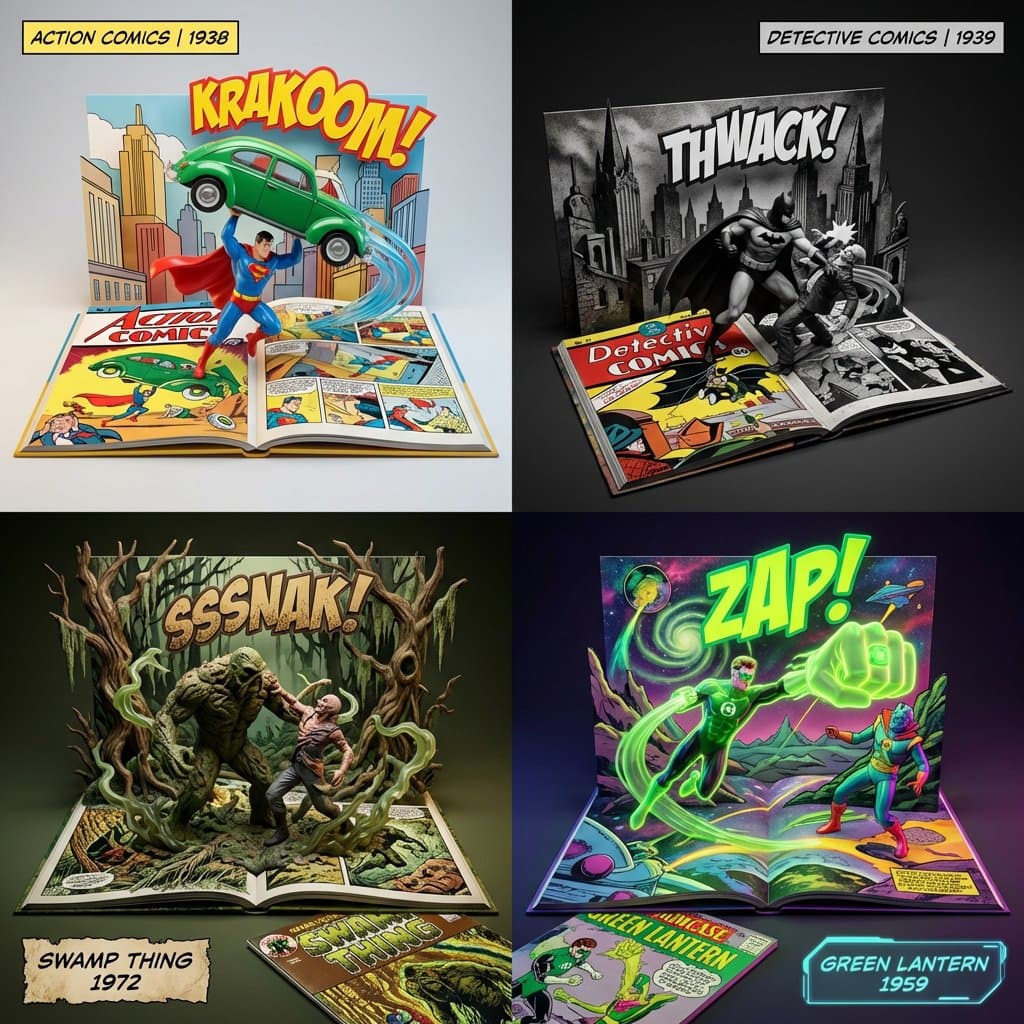 Comic Book Diorama with 3D Toys and SFX