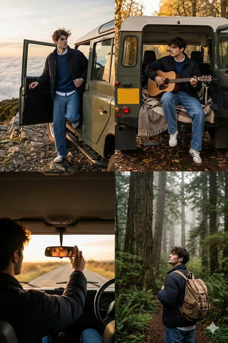 Cinematic Travel Lifestyle Collage with Consistent Character