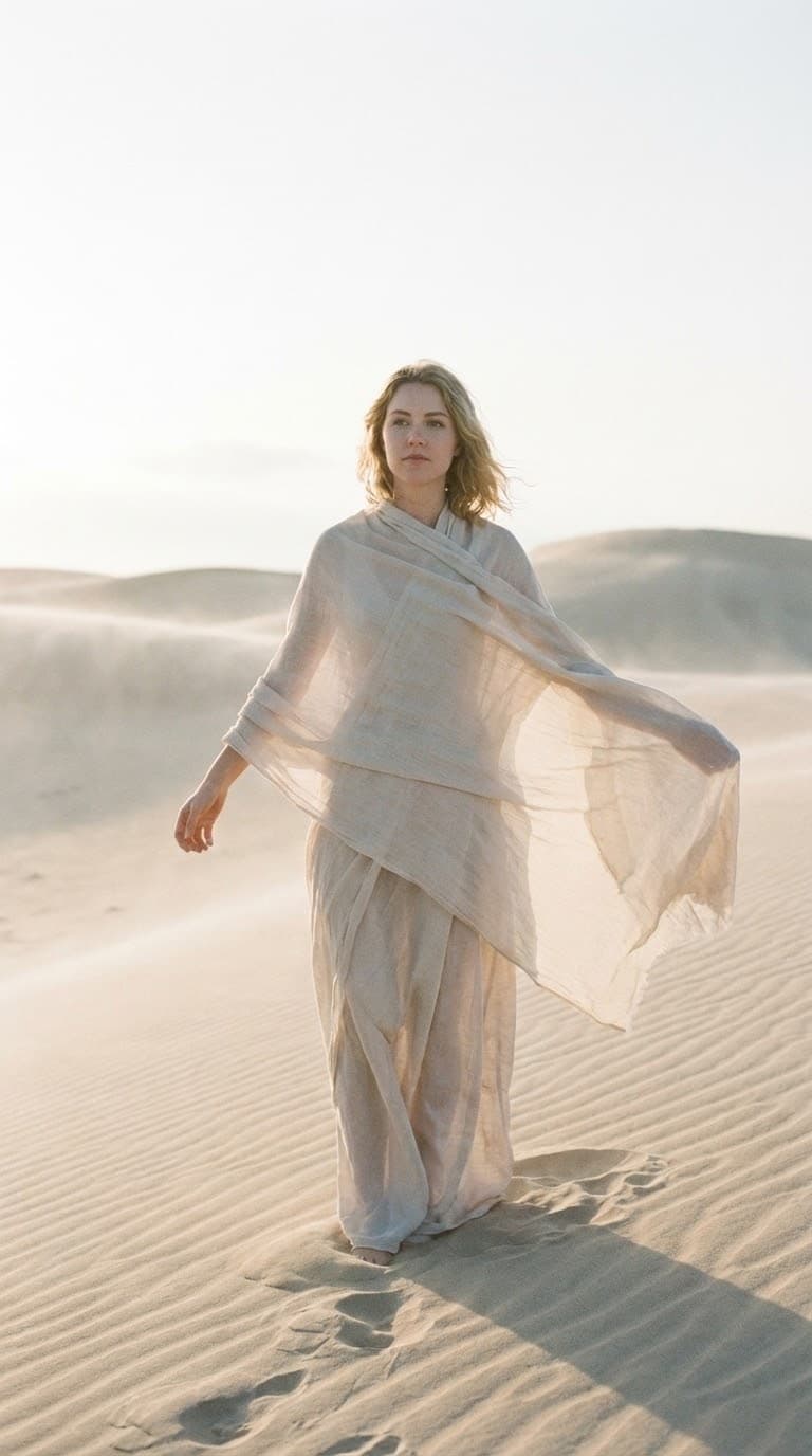 Ethereal Dawn Portrait in Sand Dunes