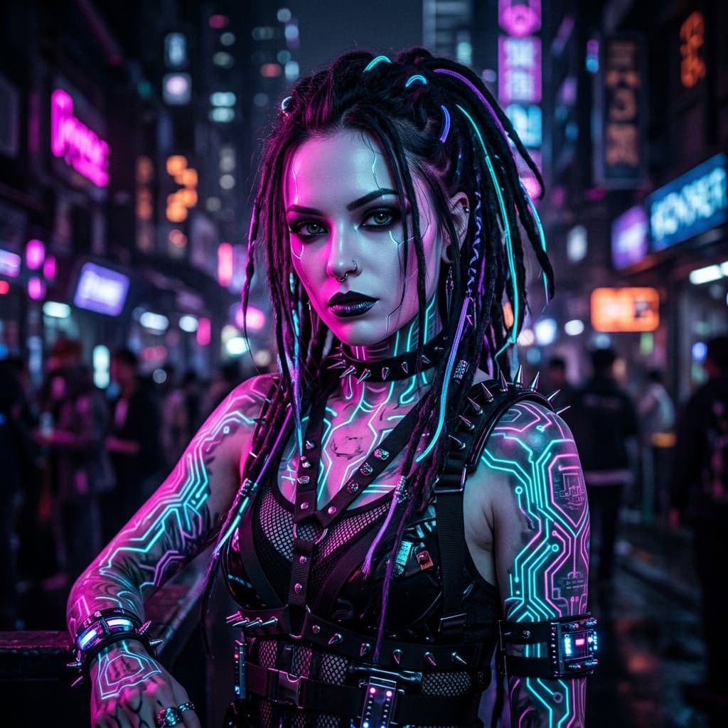 Cyberpunk Portrait of a Cybergoth Woman