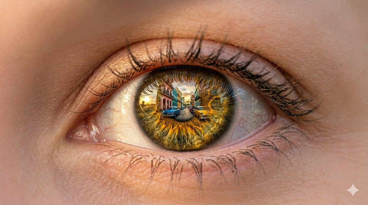 Macro Close-Up: Ana de Armas's Eye with Havana Reflection