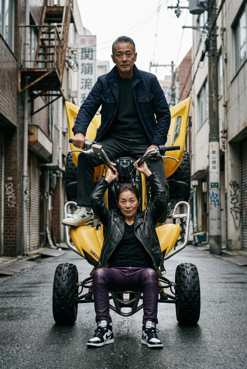 Urban Quad Bike Wheelie with Stylish Riders