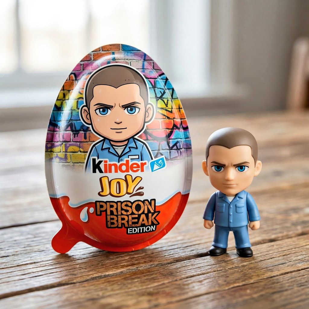 Kinder Joy Egg Product Photo with Chibi Characters