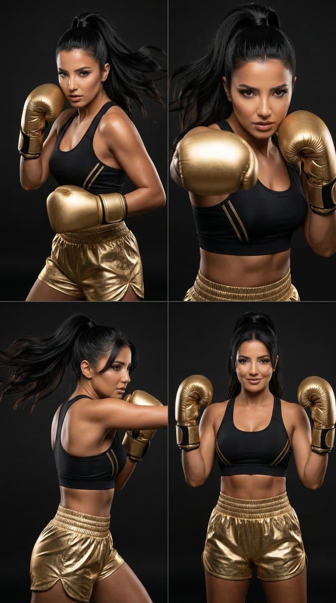 High-Fashion Boxing Editorial 2x2 Grid