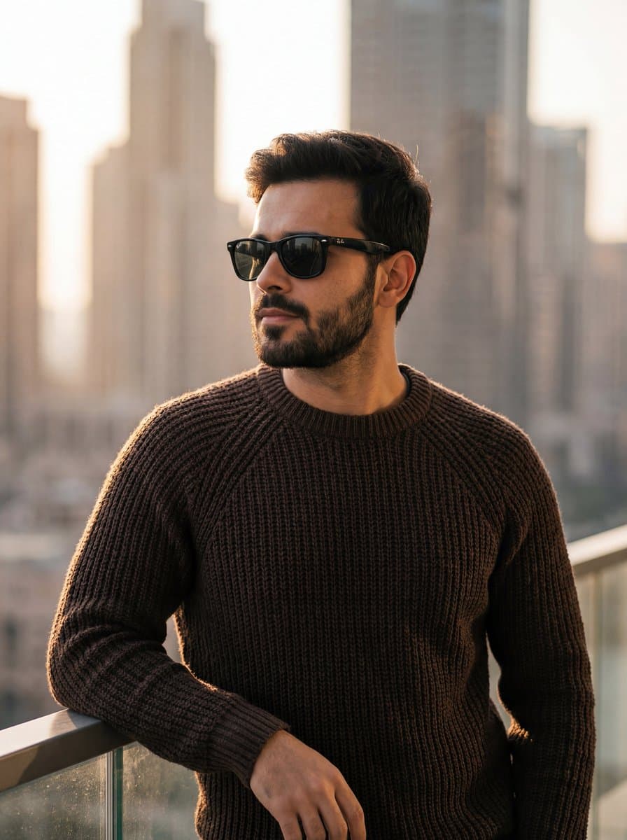 Stylish Man Golden Hour Portrait with Cityscape