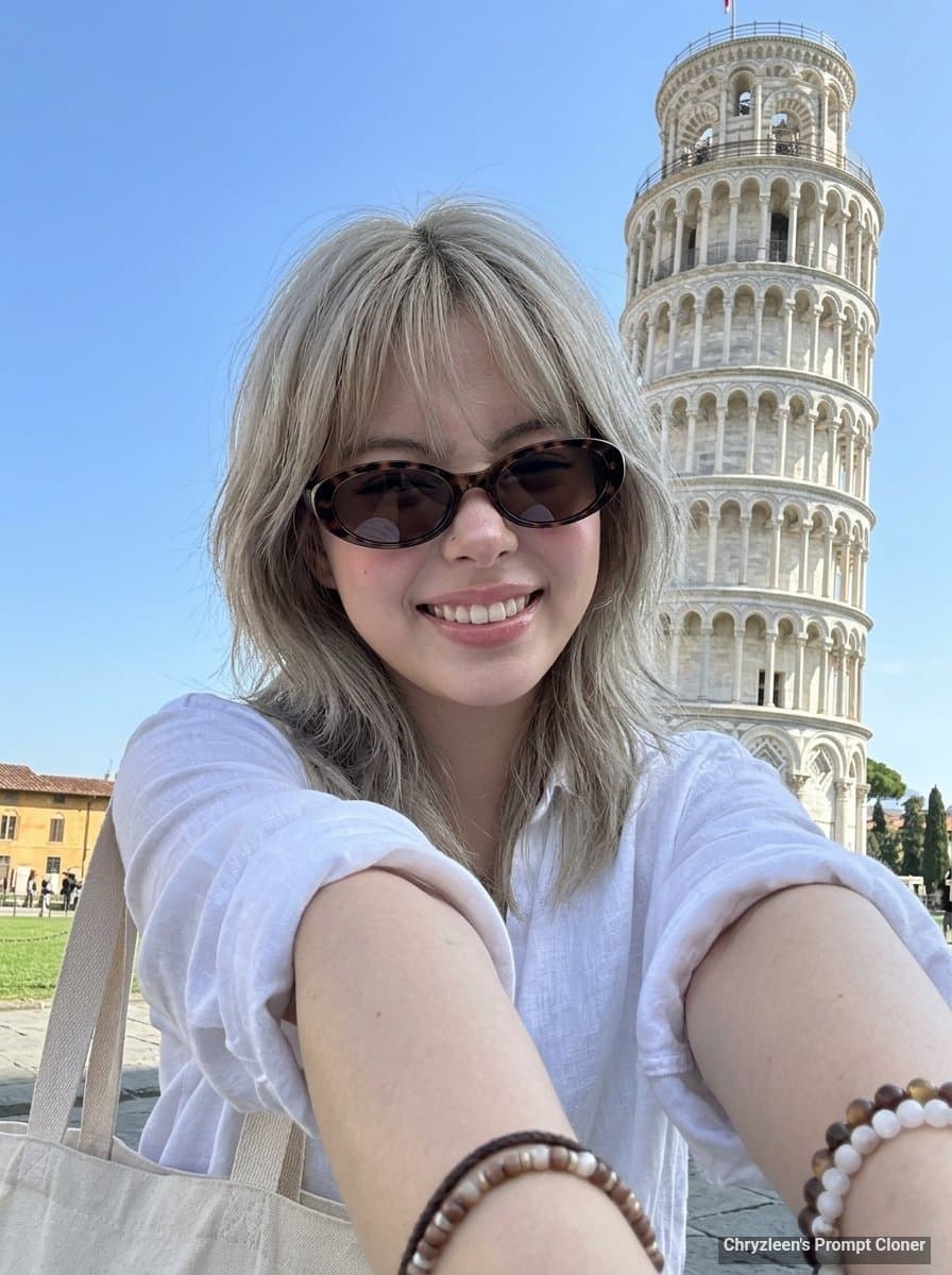 Young Woman Selfie at Piazza del Duomo, Pisa