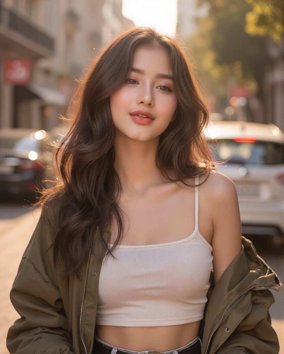 Ethereal Portrait of a Young Woman with Playful Wink