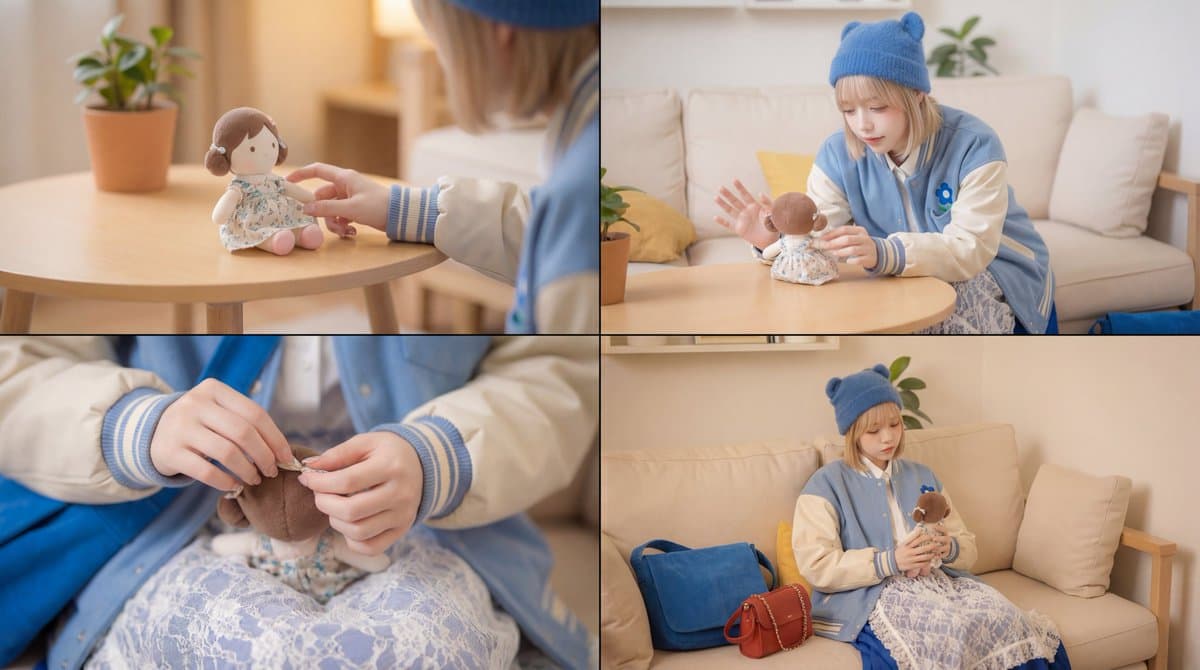 Girl Playing with Doll, Cinematic, Nostalgic