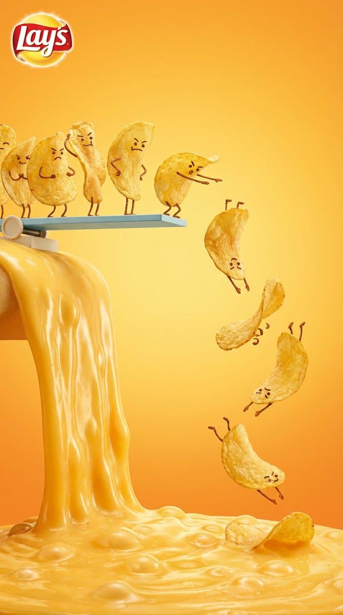 Lay's Chips Diving into Molten Cheese Ad