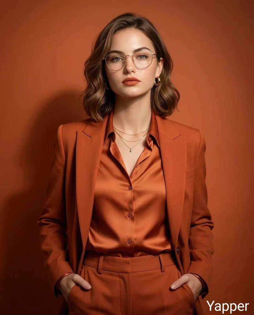 Elegant Studio Portrait: Monochromatic Tailored Suit