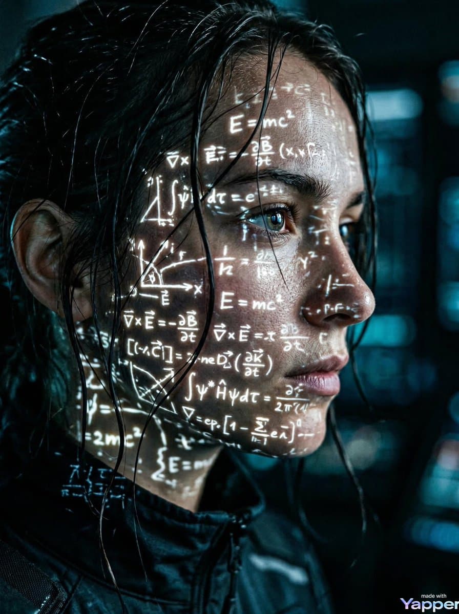 Cinematic Cyberpunk Portrait with Projected Formulas