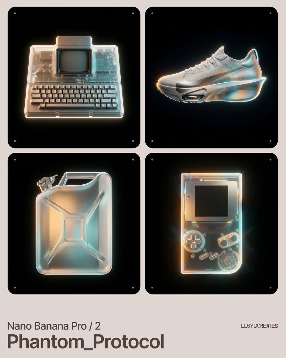 Product Floating in Void with Prismatic Lighting