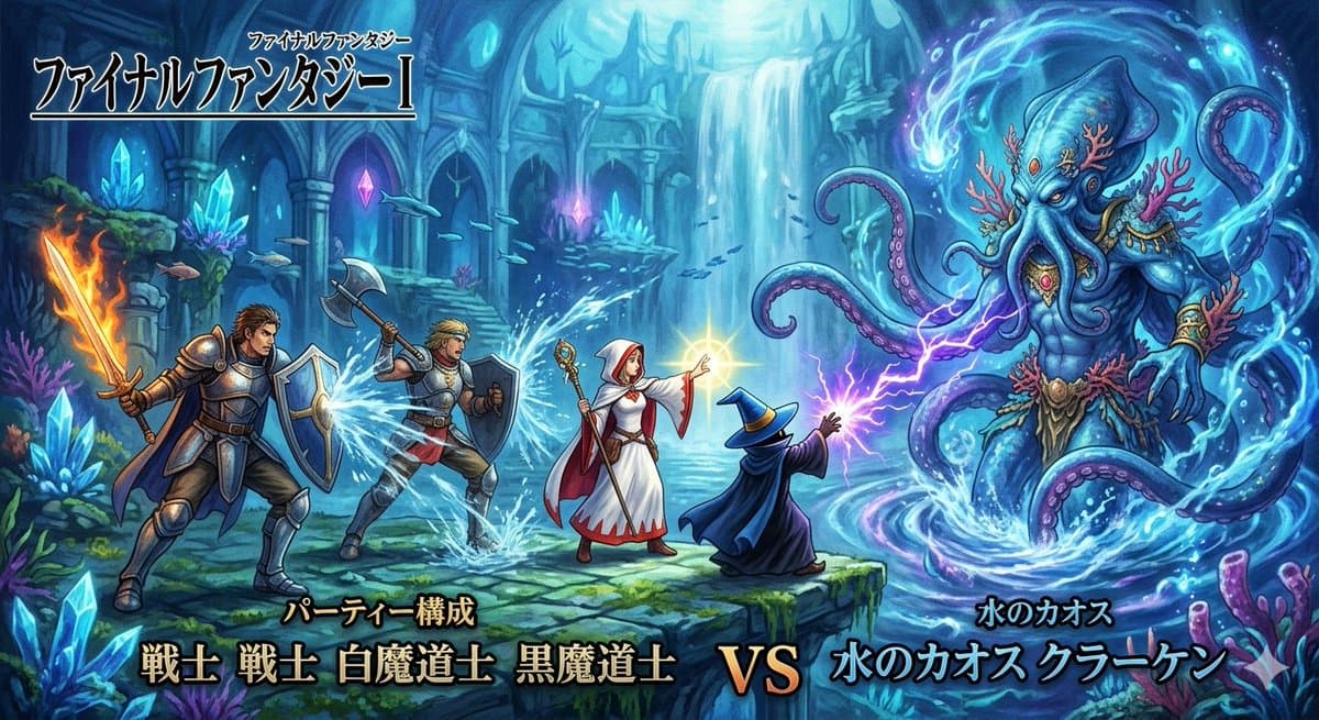 Final Fantasy Party vs. Water Chaos Kraken